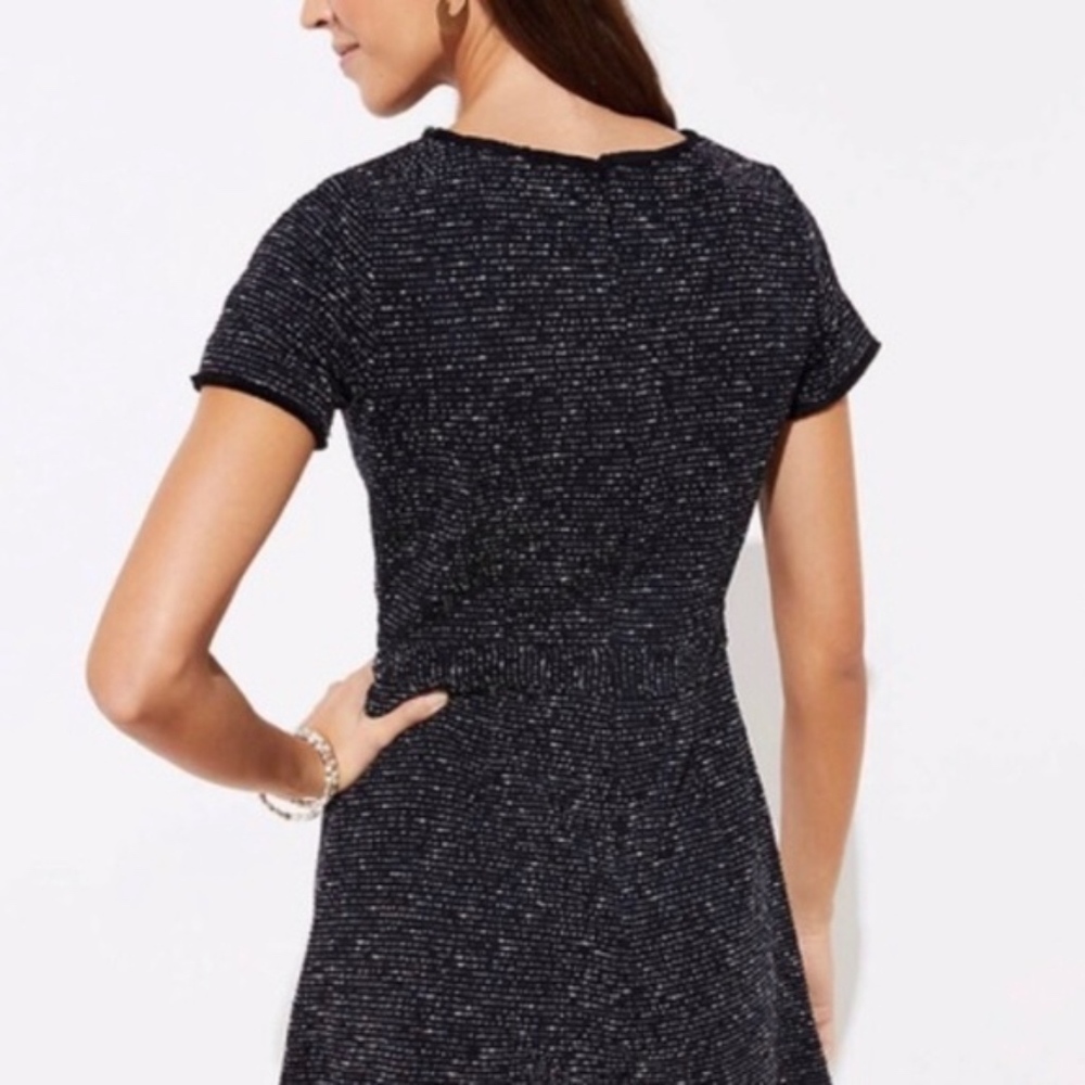 Loft Black Tweed Dress with Frayed Hem NWOT - Picture 2 of 7